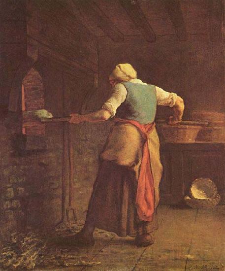 jean-francois millet Woman Baking Bread Norge oil painting art